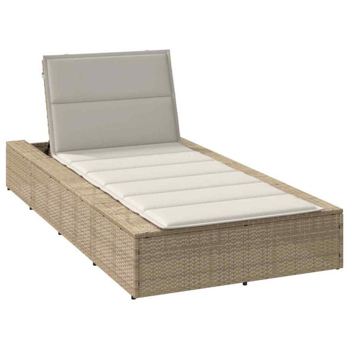 Transat - Beige - Coussin flottant - Dossier réglable - Résine tressée durable