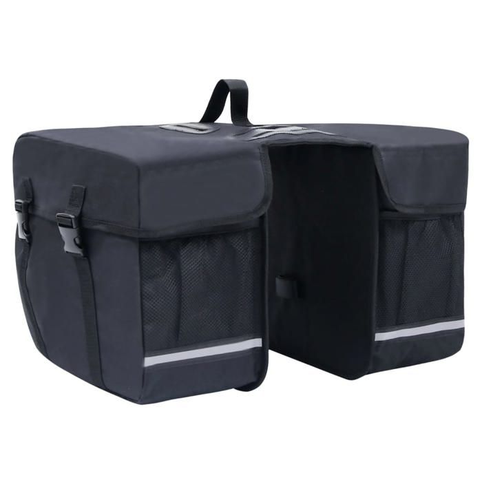 Sac de vélo double - vidaXL - Étanche - 35 L - Noir - Bandes réfléchissantes Sac de vélo double - vidaXL - Étanche - 35 L - Noir - Bandes réfléchissantes