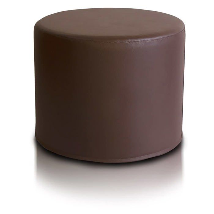 Pouf Tabouret Roller Tabouret rembourré en cuir synthétique Ultra léger Housse amovible Marron Foncé E13 Ecopuf