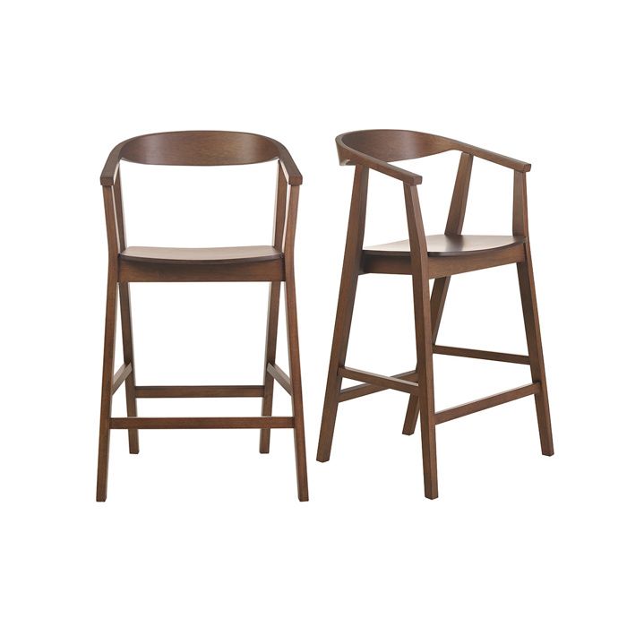 Miliboo - Tabourets de bar scandinaves en bois foncé H66.5 cm (lot de 2) BAHIA