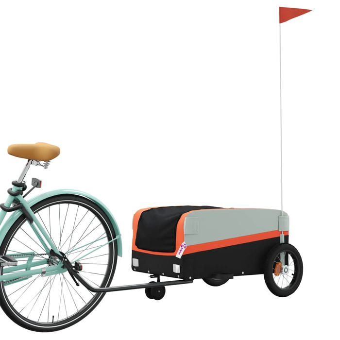 BEL-ACHAT* Remorque de vélo Pour marchandises - construction industrielle - RUIGOU - noir et orange 30 kg fer Prom41485566