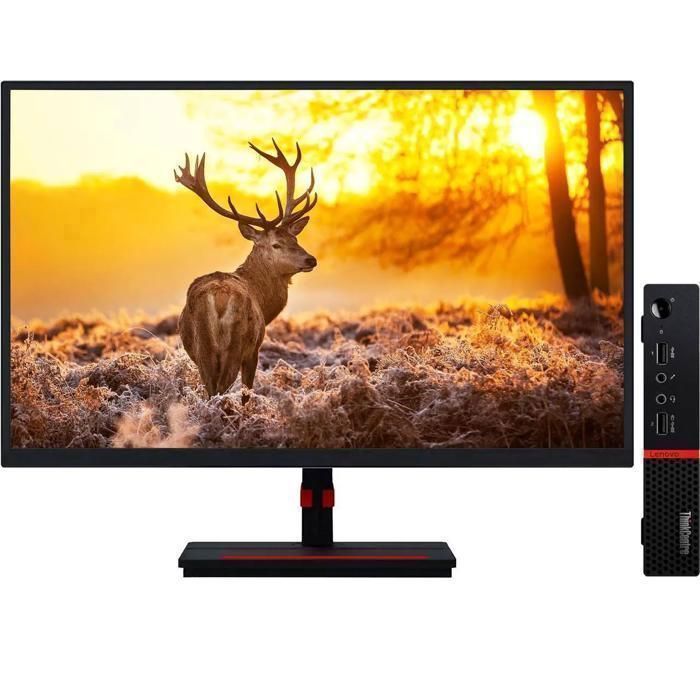Lenovo ThinkCentre M715q Mini écran de 24 Ryzen 5 8 Go RAM 256 Go SSD Sans clavier Win 11 Pro - Reconditionné -Excellent état - Lenovo