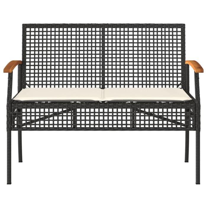 Sale 2026 Banc de jardin - BURKE - Banquette balcon - avec coussin - noir résine tressée et acacia BB462