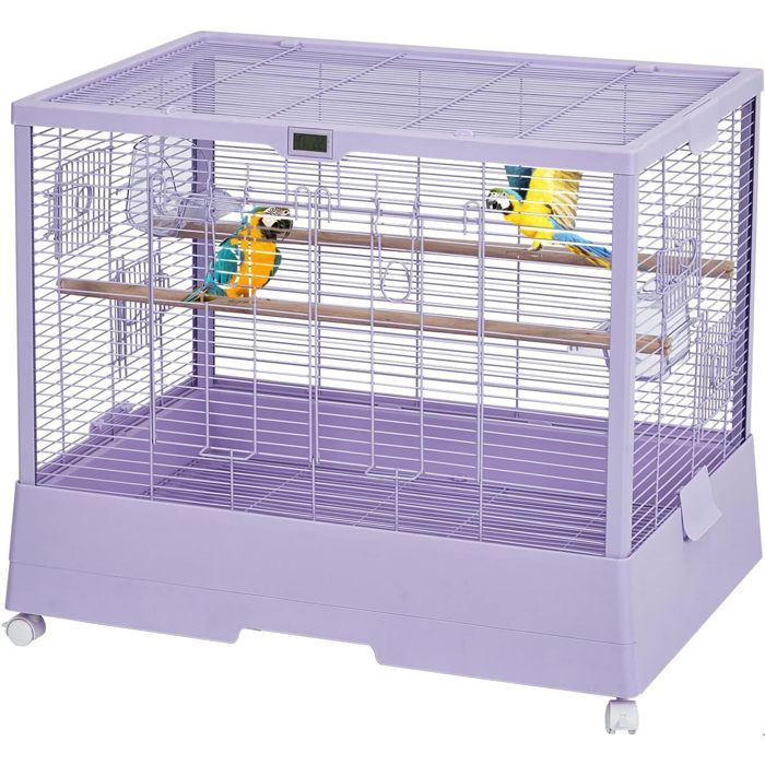 Grand Cage à Oiseaux en Fer forgé avec Support Roulant -59x 70 x 475CM – Aire de Jeu intégrée perchoirs échelles