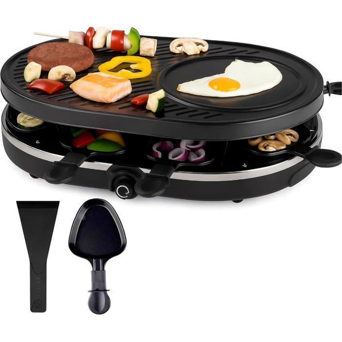 Bacon A Raclette Rond Set raclette pour 8 personnes avec poêlons & spatules – inoxydable ...