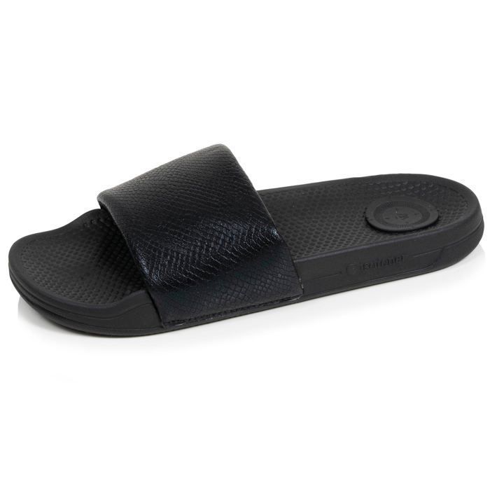 Isotoner Mules claquettes semelle confortable et légère sandale de plage piscine noir serpent femme