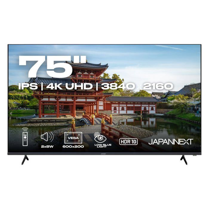 Ecran PC Grand Format JAPANNEXT 75 IPS 4K UHD 3840x2160 JN IPS7500UHDR U - vue 2