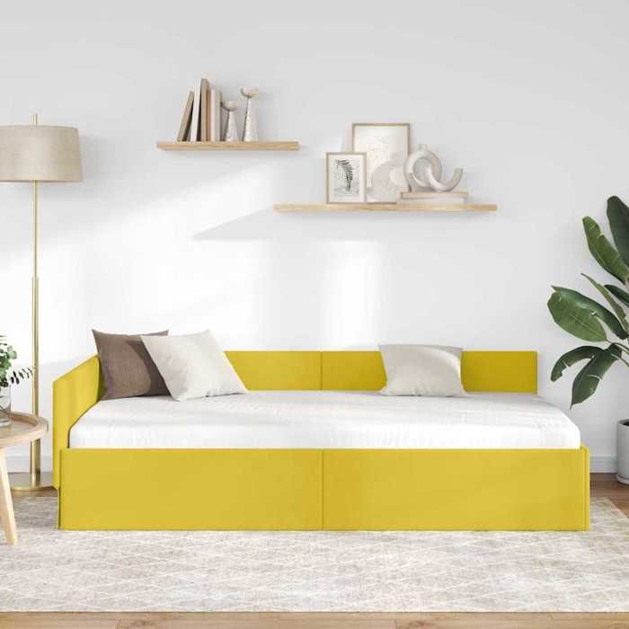 Magnifique Cadre de lit dangle - SARAZYJ - Design en L - Lit de repos - Lit de jour - avec tête de lit Jaune 90cm x 190cm - 701393