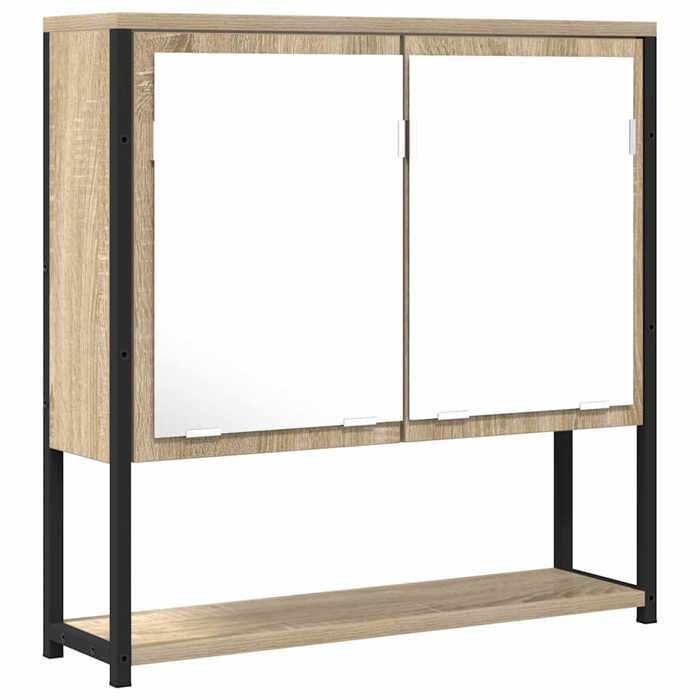 Miroir cosmétiques - 1 PC - Cadre robust - Miroir de salle de bain avec étagère Beige 60x16x60cm 180382 LH2526