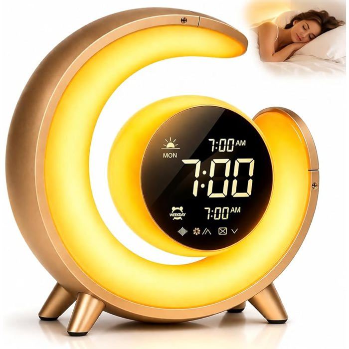 Réveil Simulateur aube Réveillez-Vous Naturellement avec Lumière Lever de Soleil Sommeil Profond Réveil