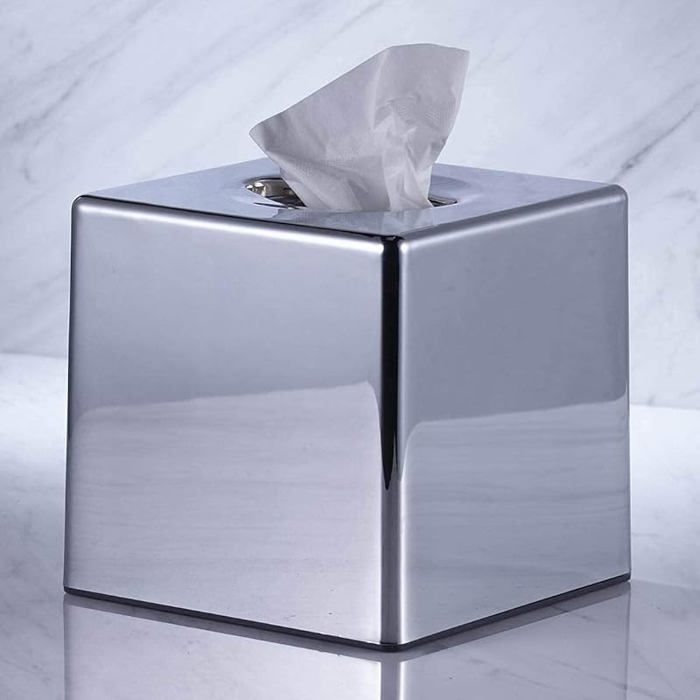 Bespoke Cube Porte-mouchoirs Housse de mouchoirs pour hôtel/restaurant/bureau Chrome Argenté