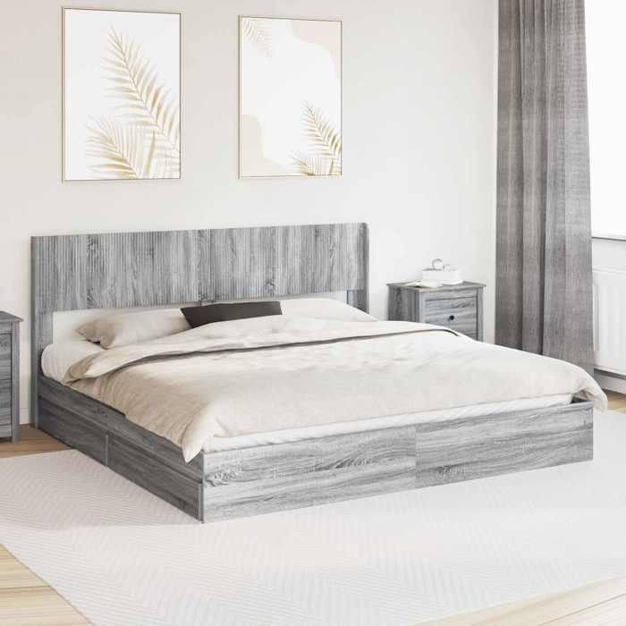vidaXL Cadre de lit avec rangement et tête de lit 2 pc 3414358