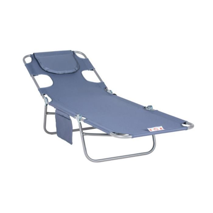 Transat solaire pliable de jardin avec fenêtre de lecture et oreiller 5 positions jusqu’à 120 kg pour le jardin la plage
