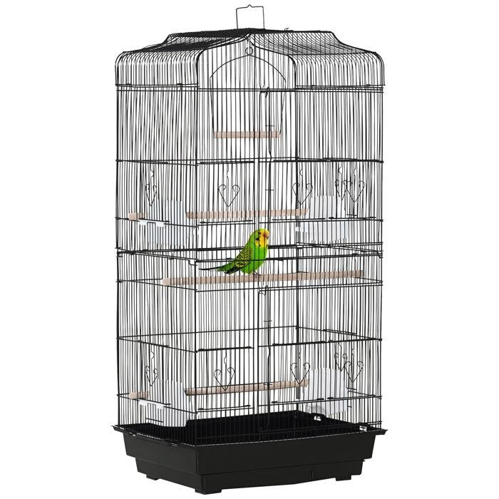 LIA Cage à oiseaux volière avec mangeoires perchoirs plateau excrément amovible cage pour canaris perruches perroquets 465 x 35