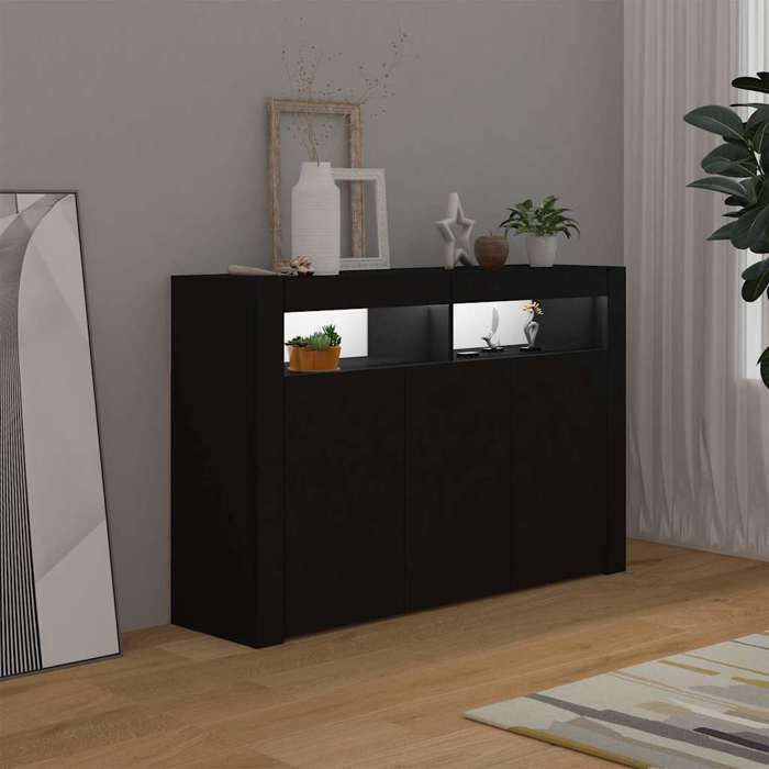 Buffet avec lumières LED Noir 115 5x30x75 cm_2 ans garantie_63870