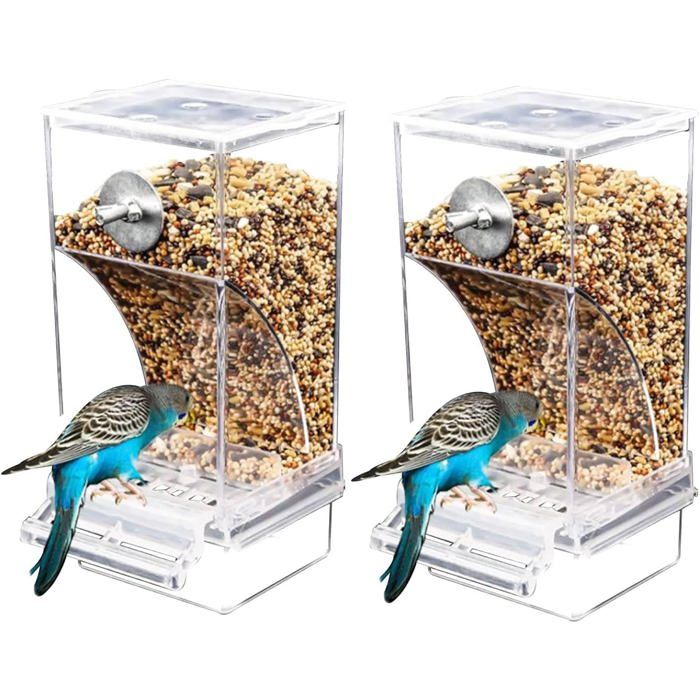 Mangeoire Oiseau - 2 Pièces - Acrylique Transparent - Anti-gaspillage - Pour Cage Perruche Canari - 8 5x7 5x18 5 MICRODERMABRASION
