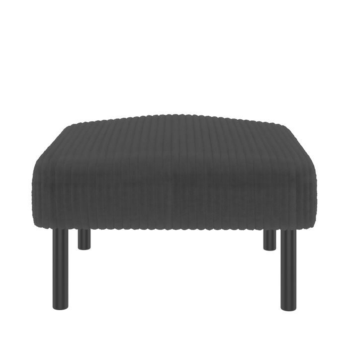 Tabouret repose-pieds pouf 56 x 51 x 39 cm tissu corduroy gris foncé structure en métal mousse à monter soi-même
