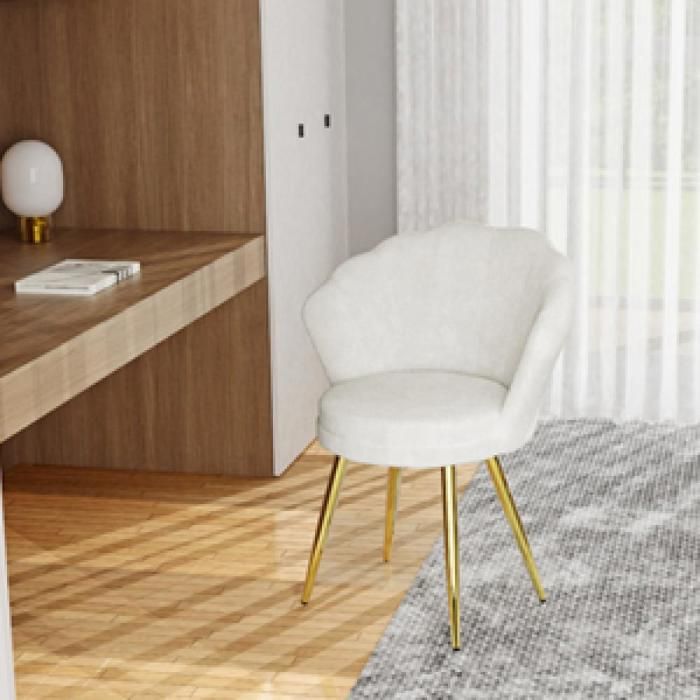 MIPAN. Lot De 1 Coiffeuse Chaise Avec Dossier Coussin En Velours 40x40x80cm Blanc