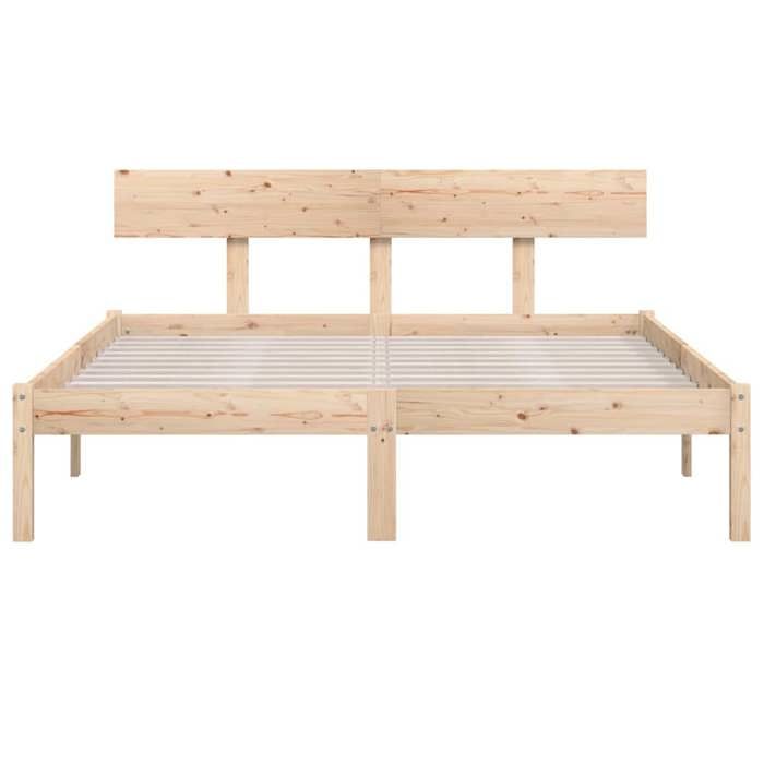 Structure de lit - HAOSHOP - Cadre de lit sans matelas bois massif 140x190 cm&01_116075