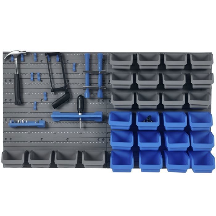 Étagère murale - Organiseur de visserie - Casier de rangement atelier - Boîtes réglables et amovibles - 54 x 22 x 95 cm - ZENLINKJH