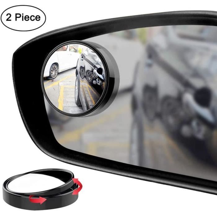 Akozon Rétroviseur d'angle mort 360 degrés réglable en verre HD et boîtier ABS miroir convexe à coller pour voiture