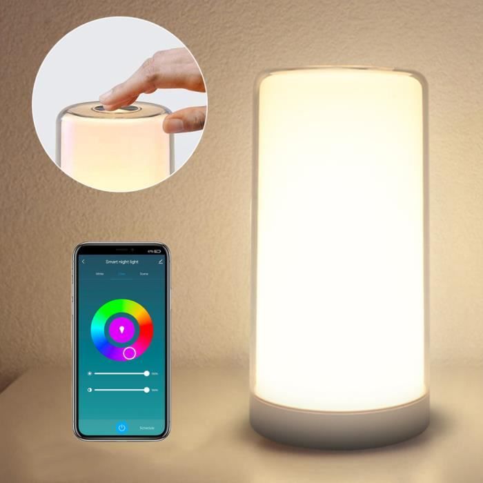 Lampe variateur de lumière de nuit LED contrôle tactile lampe de chevet  intelligente changement de couleur rvb réglable Rechargeable intelligent, ✓ Meilleur prix au Maroc et ailleurs
