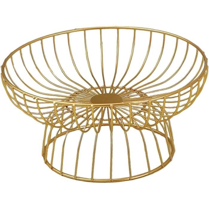 Décoration Comptoir Corbeille à Fruits Design - Acier Et Bois - 26x26x12cm - Aération Optimale Corbeille Cuisine Aérée