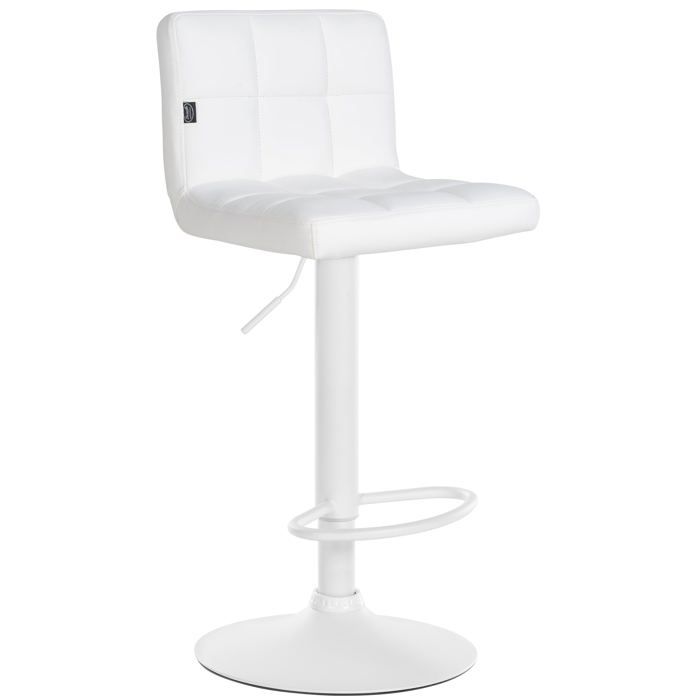 Tabouret de bar chaise haute de bar pied trompette metal blanc siege synthetique blanc TDB10614 Tabouret de bar chaise haute de bar pied trompette metal blanc siege synthetique blanc TDB10614