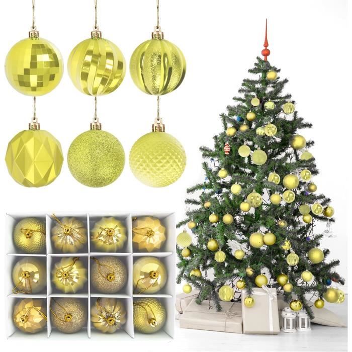 12 Boules De Noël Incassables - Rouge Et Vert, 8 Cm, Floquées, Pour Sapin Intérieur/extérieur