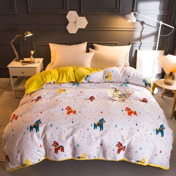 Homemissing Housse Couette Avion 100% Coton Enfant – 140x200 Cm + Taie 65x65 – Parure Lit Garçon Fille Dessin Animé