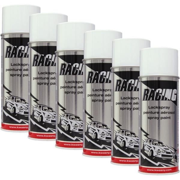 6 bombes de peinture carrosserie voiture Racing Blanc brillant 400ml