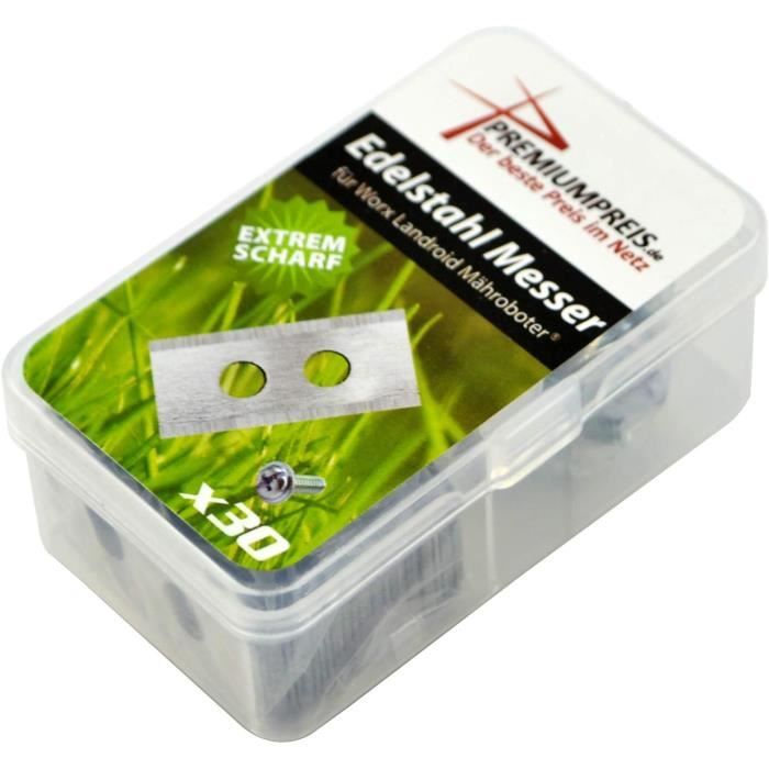 Lot De 30 Lames De Rechange Green Grass Tools - Compatibles Worx Landroid, Ecovacs Goat, Einhell - LongLife 1 Trou DIN Certifié