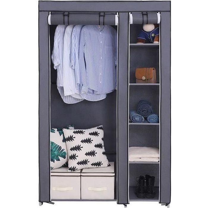 Armoire de Rangement en Tissu Pliant, penderie de Chambre 110*45*175cm