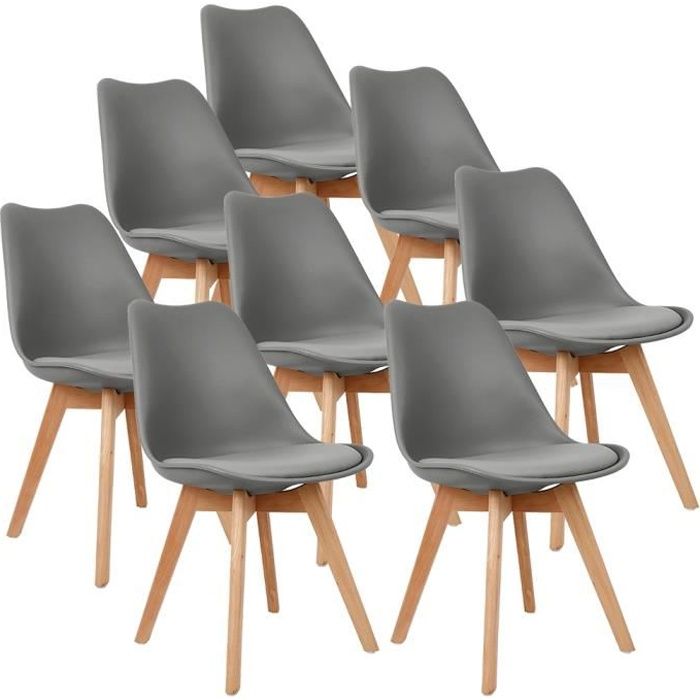 lot de 8 chaises scandinaves gris foncé idéal pour la maison et le bureau