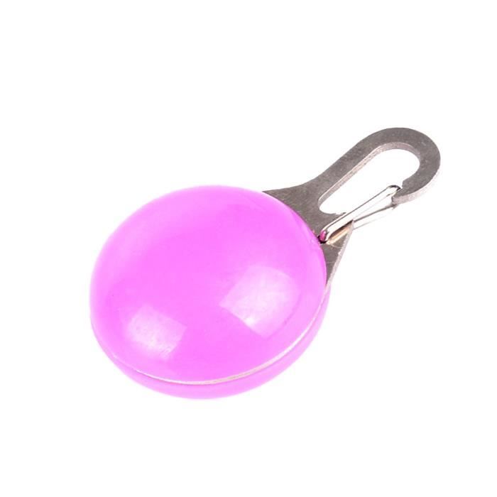 Pendentif lumineux pour animaux - LED - @hu6670 - Couleur rose - Batteries remplaçables - Sécurité nocturne