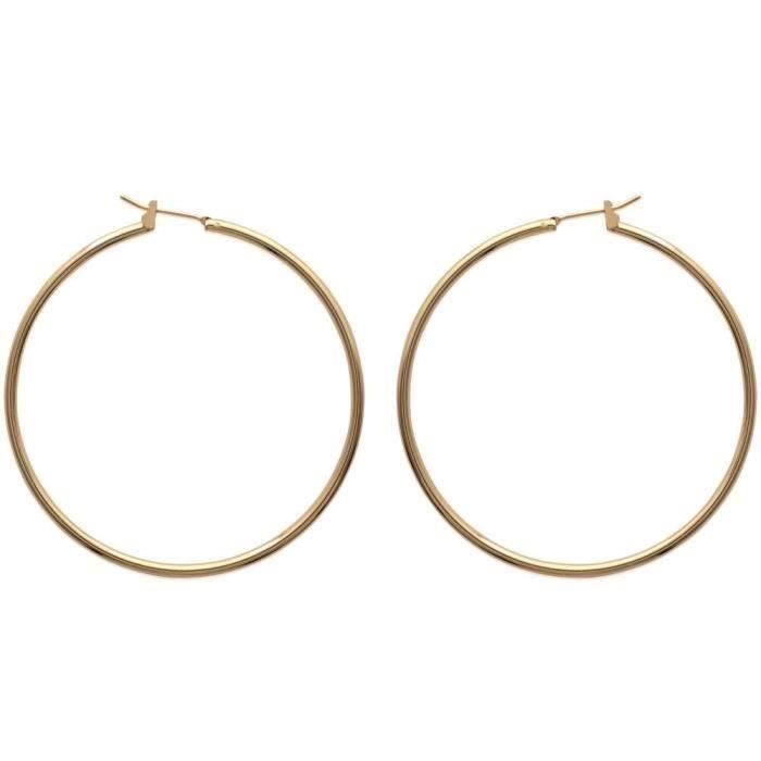 Boucles D'oreilles Créoles En Plaqué Or 18mm - Fil Rond - Marque Tata Gisèle - Neuf Avec étiquettes - Made In France