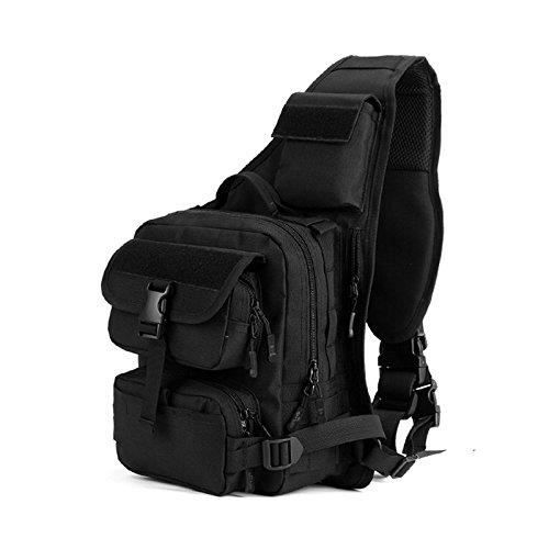 Sac Poitrine Tactique Kaiyei 6L – Toile Oxford Imperméable, MOLLE, Bandoulière Réglable, Noir