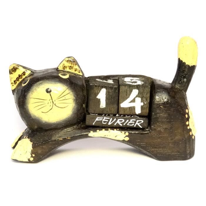 Calendrier Perpétuel Bois Cubes Wooden Perpetual Calendar chat cat 