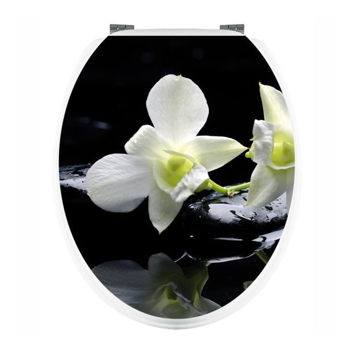 Stickers Wc Orchidee Blanche Ref Wc117 34x42 Cm Achat Vente Stickers Cdiscount