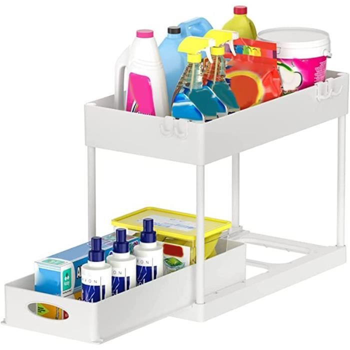 Sotfamily Rangement Sous Evier, Rangement Et Organisation De Cuisine, Etagere Sous Evier Comprend 2 Tasses Suspendues Et 4 Crochets, Rangement Placard Cuisine - Paquet De 2, Noir | Votre Wishlist Sur