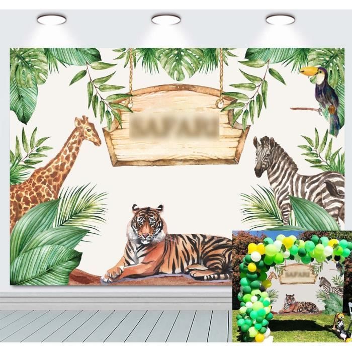 Toile De Fond Anniversaire Rond Safari Mickey Mouse - Décoration Studio Photo - Fête Enfants