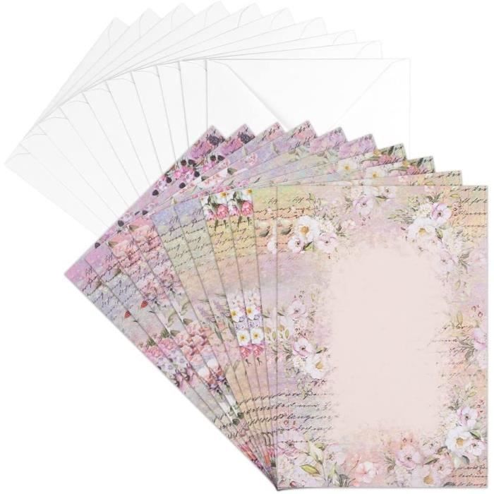 Lot De 50 Cartes Pliantes Vierges Avec 50 Enveloppes - Cartes à Personnaliser Idéales Pour Vœux Et Invitations (14,5 X 14,5 Cm Carré)