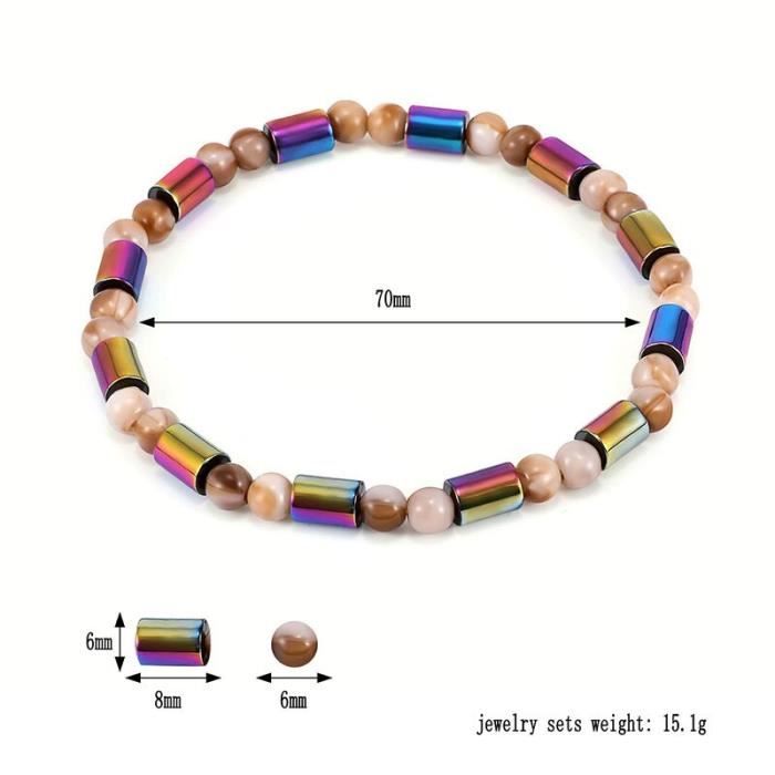 Bracelet de thérapie magnétique en hématite : noir et argent avec fermoir magnétique - France