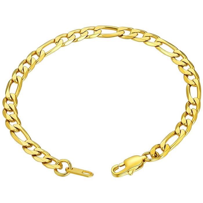 NEW BRACELET Plaqué OR 19 cm Maille AMÉRICAINE 7 mm NEUF NEW BRACELET Plaqué OR 19 cm Maille AMÉRICAINE 7 mm NEUF