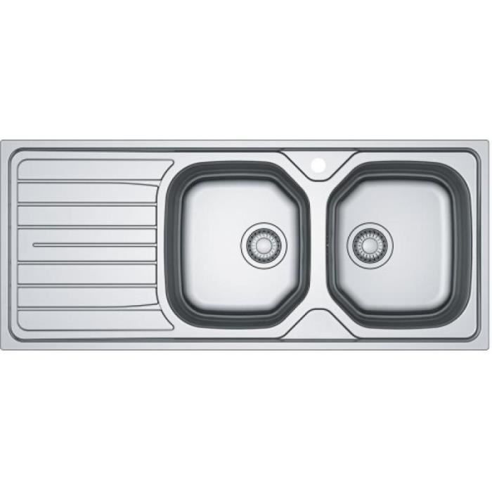 Evier cuisine en inox 1 bac + 1 égouttoir - 90x50x17 cm - Vidage  automatique inclus - Cdiscount Bricolage