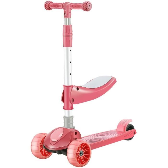 Trottinette 3 Roues Avec Roues Flashent Et Musique – Hauteur Réglable 61-81 Cm, Pliable, Charge 80 Kg – Pour Enfants