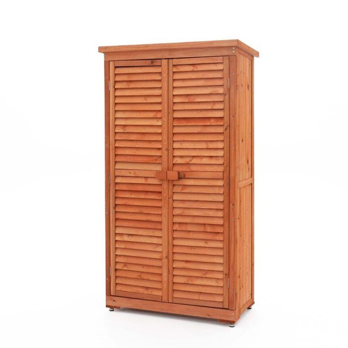 Armoire jardin Bois naturel 92 x 57 x 154 cm qualité - Le Poisson Qui  Jardine