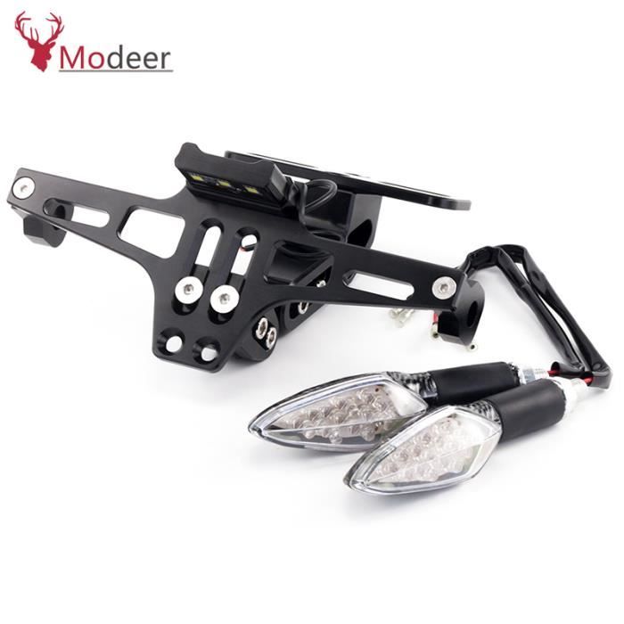 Support Plaque Immatriculation Moto CBR650 2021-2023 - Acier Inoxydable Noir, Réglable, Installation Directe - 2