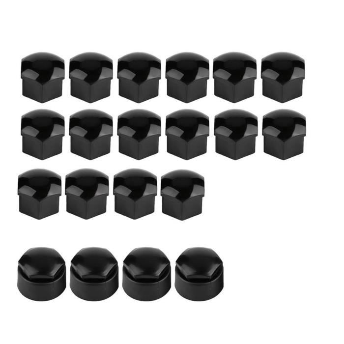 Akozon Cache-écrou de roue 17mm 20 pcs 17mm Capuchons de Protection Couvercle d'Écrou de Roue Voiture pour Audi Noir