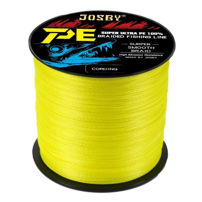 Fil de Pêche Tressé 300M 500M 1000M 8 Brins 4 Brins 18-88LB PE Multifilament Super Fort Ligne de Pêche Japon Multicolore Jaune 4 Brins 1000M 28LB